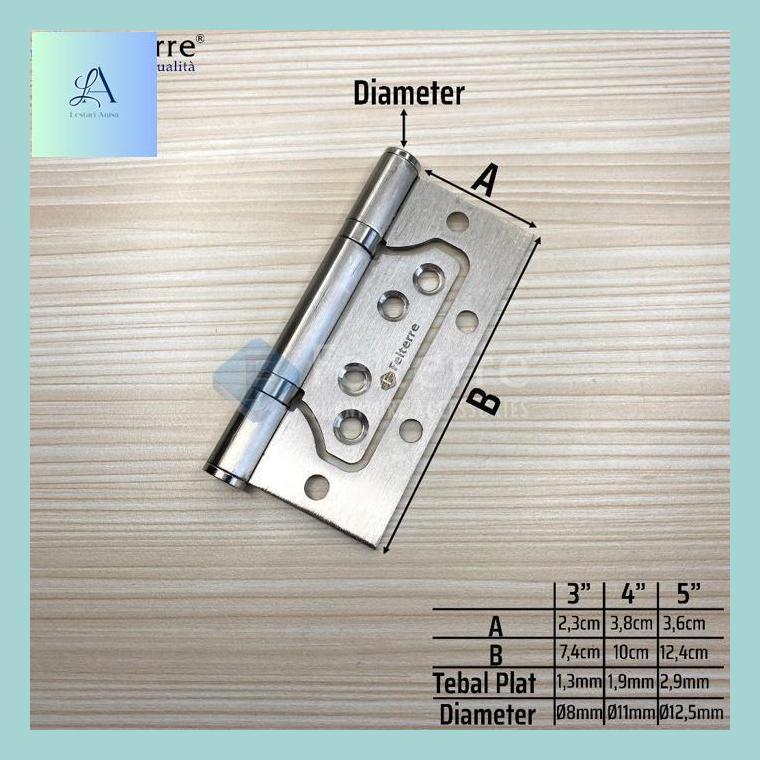 Anles_ Engsel Notch Butterfly Felterre | Pintu Kupu Stainless 304 Tanpa Coak
