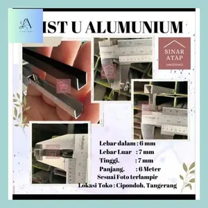 Anles_ List U Alumunium Ukuran 5Mm Panjang 6 Meter