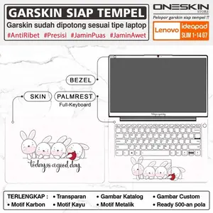 Precut Garskin Sticker Laptop Skin Perfect Fit Kompatibel untuk Lenovo IdeaPad Slim 1-14 14IJL7 Gen 7 Gambar Fullbody Karbon