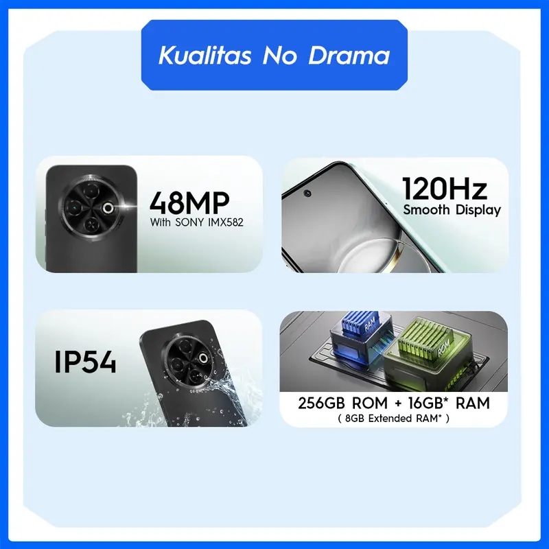 [HOT SALE] TECNO SPARK 30C – 8+8GB*+256GB, 120Hz Display, Sony 48MP Camera, Helio G81, 5000mAh, IP54, 7.8mm Ultra Slim, NFC, Garansi 12+1 Bulan 3