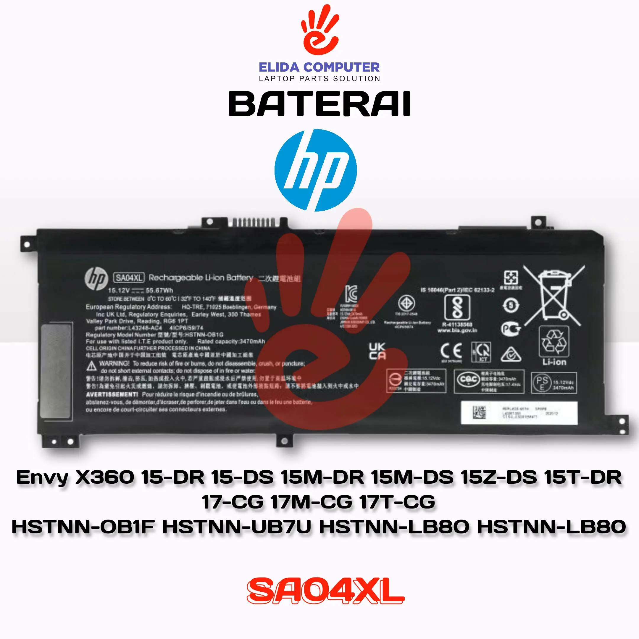 Baterai HP Envy X360 15-DR 15-DS 15M-DR 15M-DS 15Z-DS 15T-DR SAO4XL