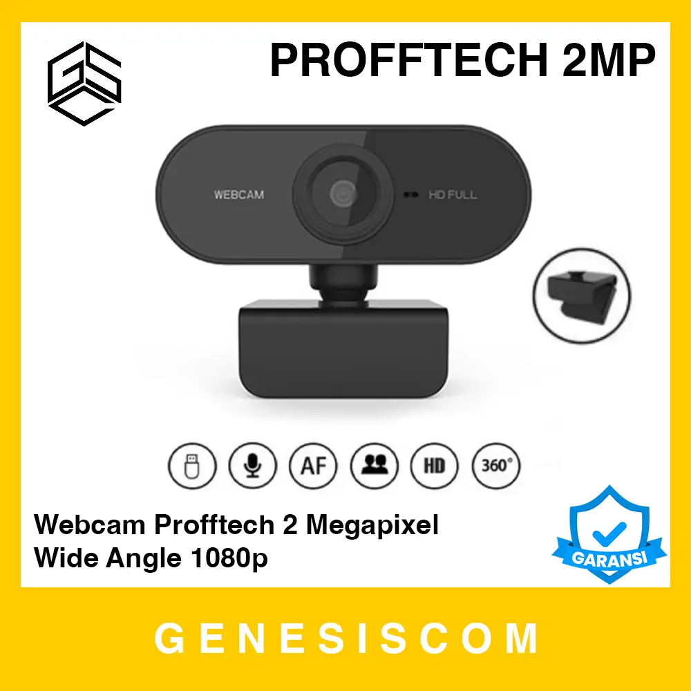 Webcam PROFFTECH 2MP 1080p Full HD Wide Angle Mic - 2 Megapixel Kamera Camera Web Cam External Eksternal FHD Microphone Mikrofon Laptop Komputer Computer PC