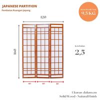 Gambar SHOJI 160 - 3 Panel Handle Partisi Sketsel Kayu Furniture Minimalis Japanese - 3P Natural dari Tatami Indonesia Kab. Sidoarjo 3 Tokopedia