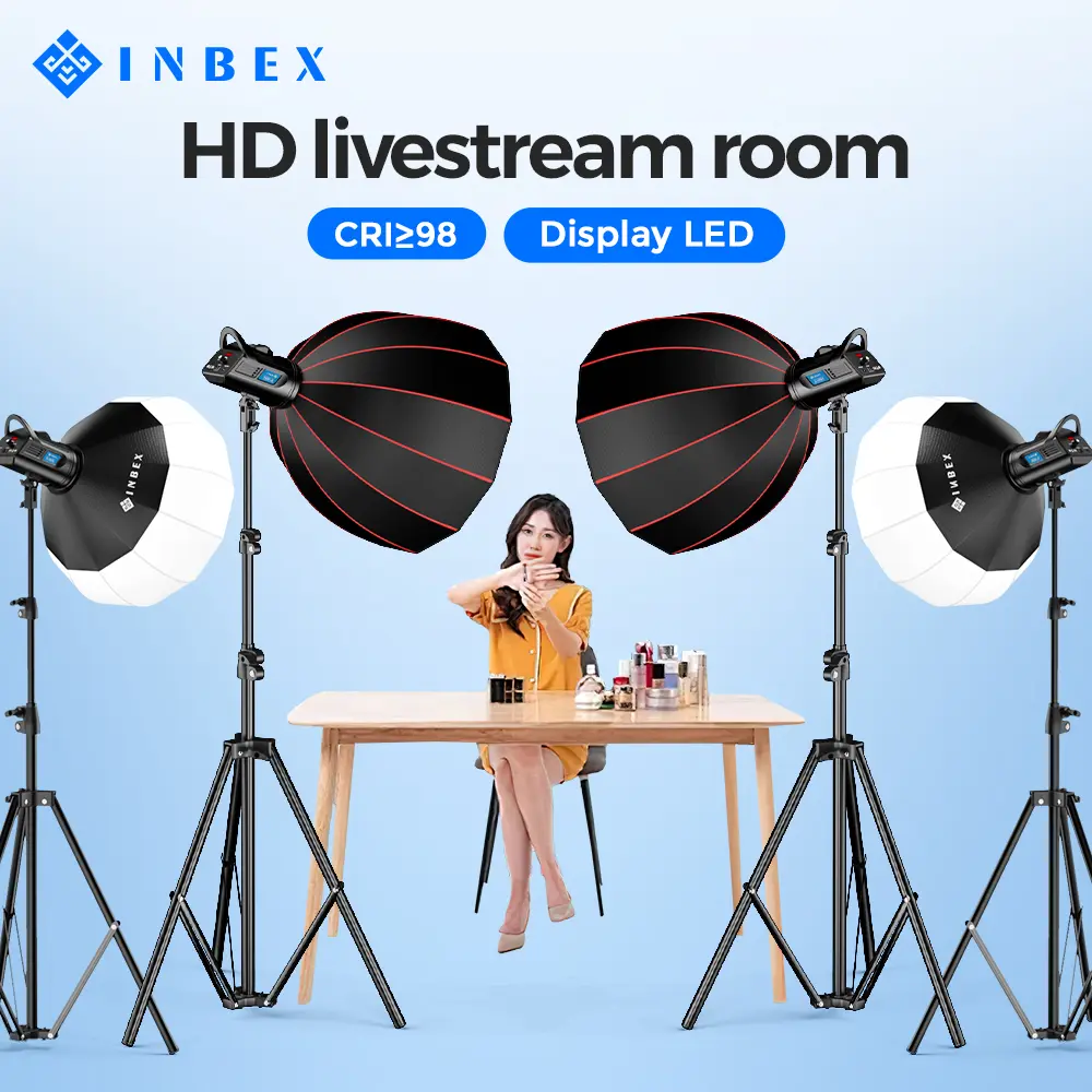 【24 shipping】 INBEX Lighting konten Studio Strobe Foto LED Lighstand Paket Softbox Flash Lampu CRI95 & 2800K-6500K