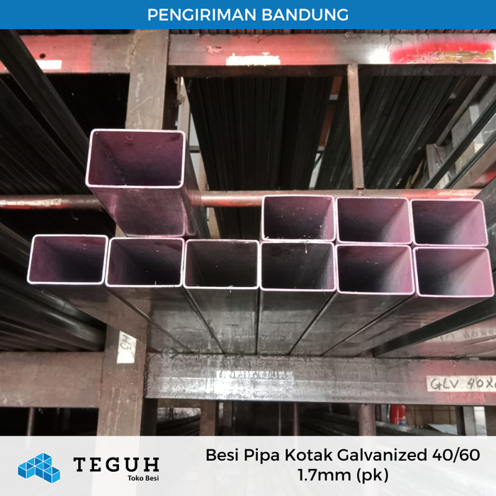 Gambar Besi Pipa Kotak Galvanized 40/60 (1.7) pk dari Teguh tokobesi Kota Bandung Tokopedia