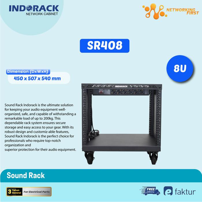 Indorack Sound Rack Jual SR408 Indorack Sound System Rack 8U Depth 450mm Audio Equipment ...