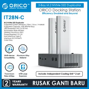 ORICO 2-Bay M.2 NVMe SSD Duplicator M2 NVME Docking Clone 40Gbps USB4.0- IT28N-C