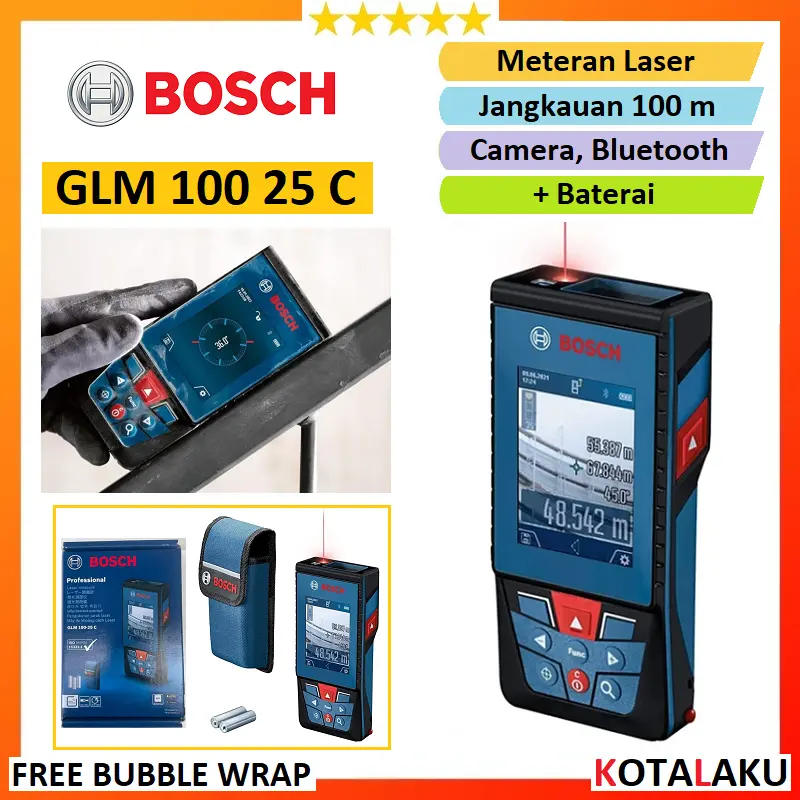 Meteran Laser 100m Ukur Jarak Digital Range Finder Bosch GLM 100 25 C 0