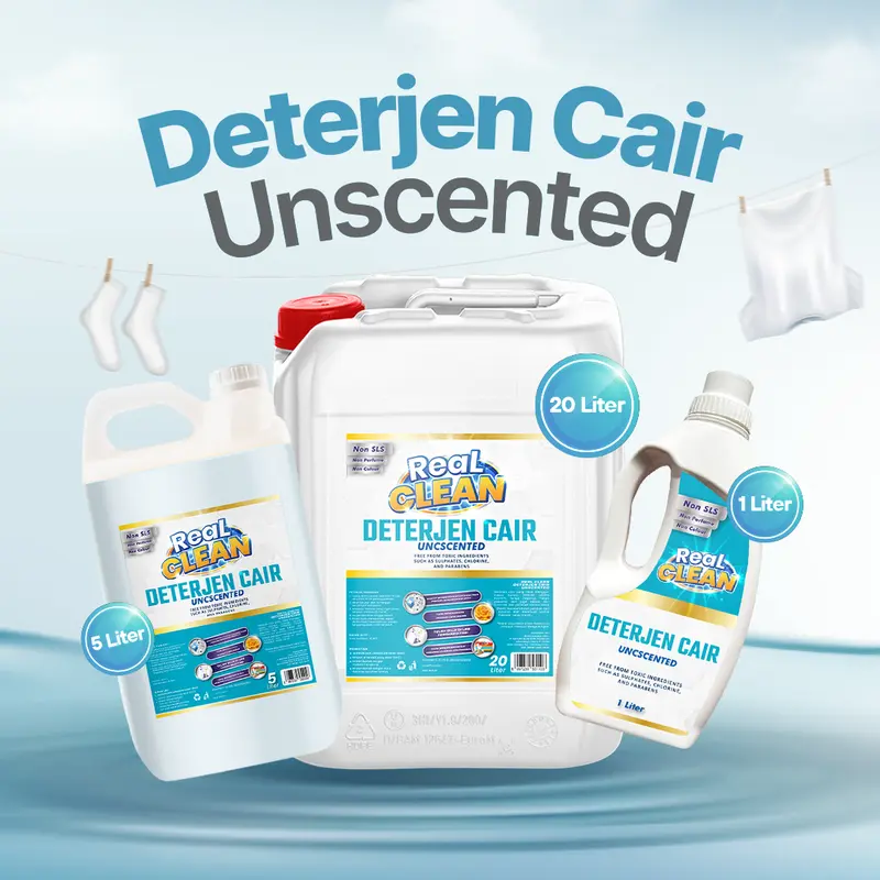 Real Clean Deterjen Cair Antibacterial 5 L - Detergen Laundry Jerigen 8