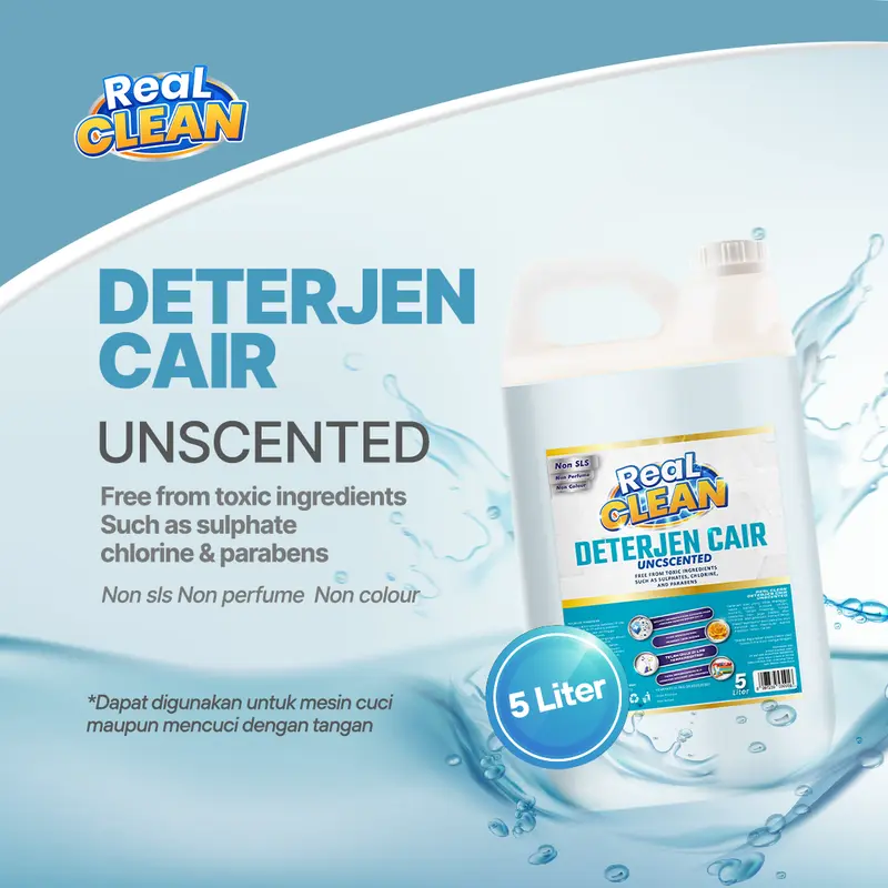 Real Clean Deterjen Cair Antibacterial 5 L - Detergen Laundry Jerigen 6