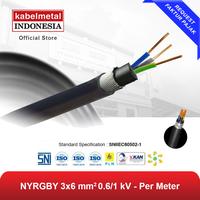 Gambar Kabel NYRGBY 3x6 mm Per Meter kabelmetal INDONESIA - Tanam Bawah Tanah Outdoor Kawat Tembaga Tunggal PVC Armored Hitam Listrik KMI SNI dari Kabelmetal Indonesia Kota Administrasi Jakarta Timur 1 Tokopedia