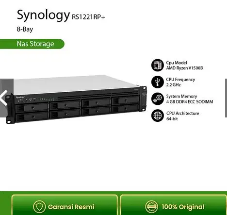 Synology RS1221RP+ DiskStation 8-Bay 2.2GHz Server Storage