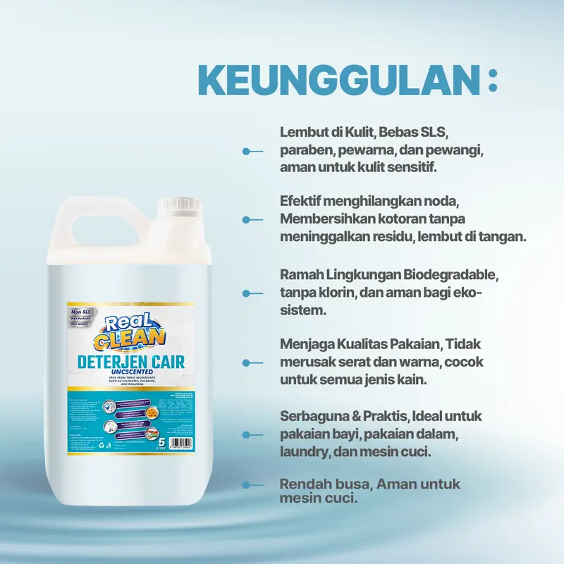 Real Clean Deterjen Cair Antibacterial 5 L - Detergen Laundry Jerigen 7