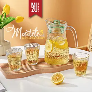 MIZU MARTELE Glass Jug & Cups Set Gelas Kaca Cangkir Kaca Teko Kaca Gelas Minum Cangkir Teh Gelas Kopi