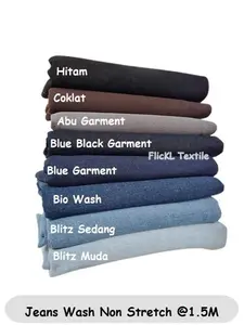 Bahan Kain Jeans Wash Non Stretch Jeans Wash Tidak Melar Denim Wash Non Stretch Ukuran 1.5 M