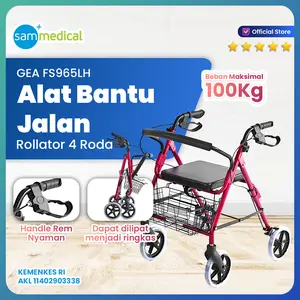 GEA Walker + Rollator Rangka FS 965LH / Alat Bantu Jalan Walker Rollator