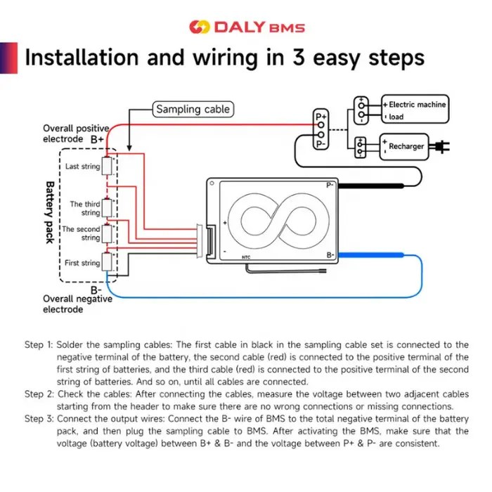 Daly BMS 40A 3S-16S 12V 24V 36V 48V 60V Li-ion/LiFePO4 | Proteksi Cerdas, Anti Air, dan Efisiensi Tinggi 8