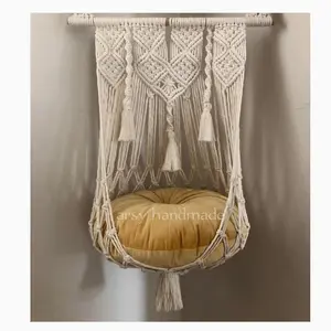 Ayunan Kucing Macrame, Macrame Cat Hammock 02, Hiasan Dinding Macrame
