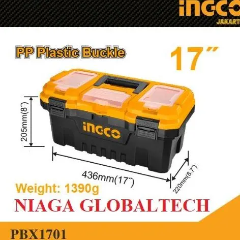 New INGCO PBX1701 TOOLBOX 17" KOTAK PERKAKAS TOOL BOX PVC BOKS 0