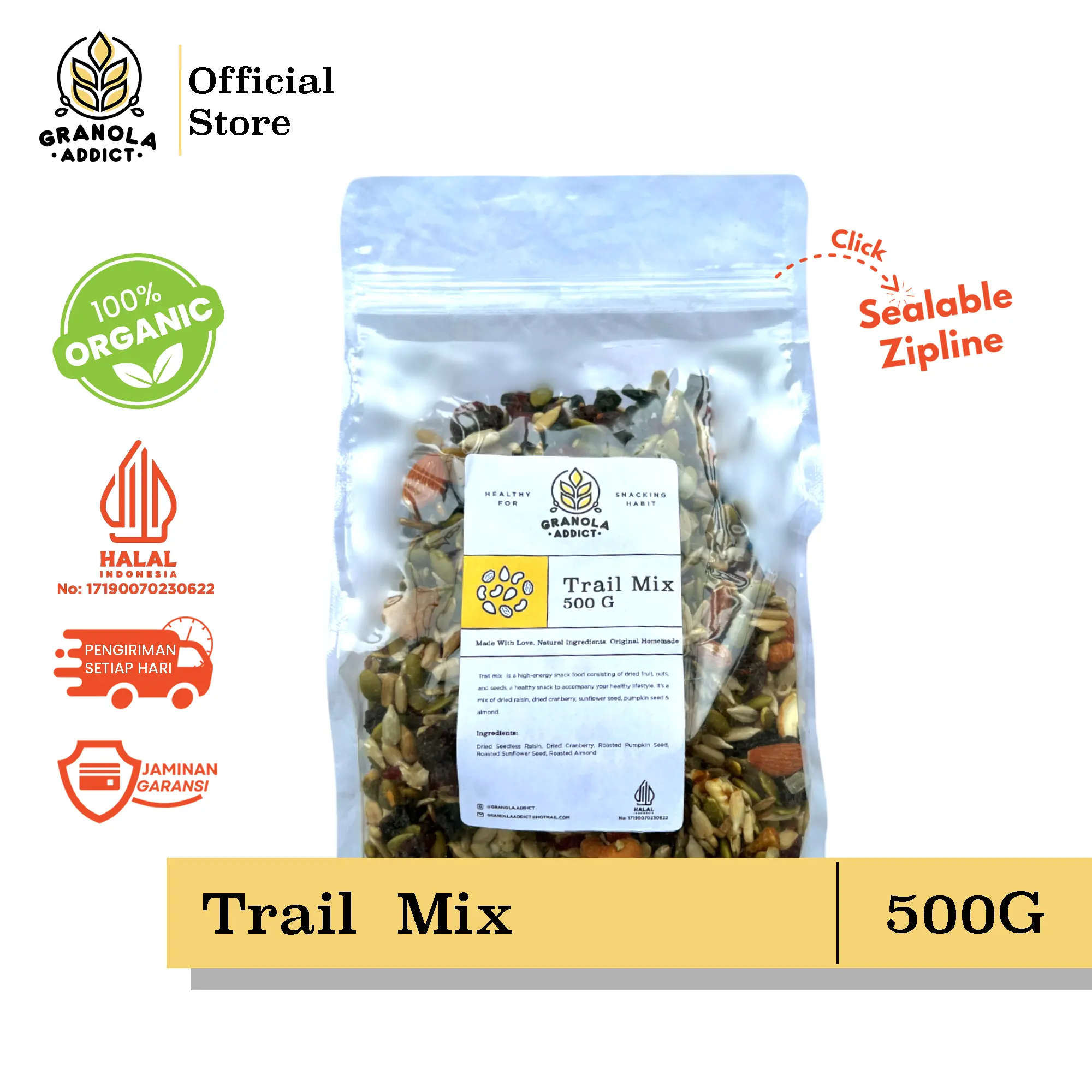 Trail Mix (Sunflower, Pumpkin Seeds, Almond, Raisin, Cranberry) 500G