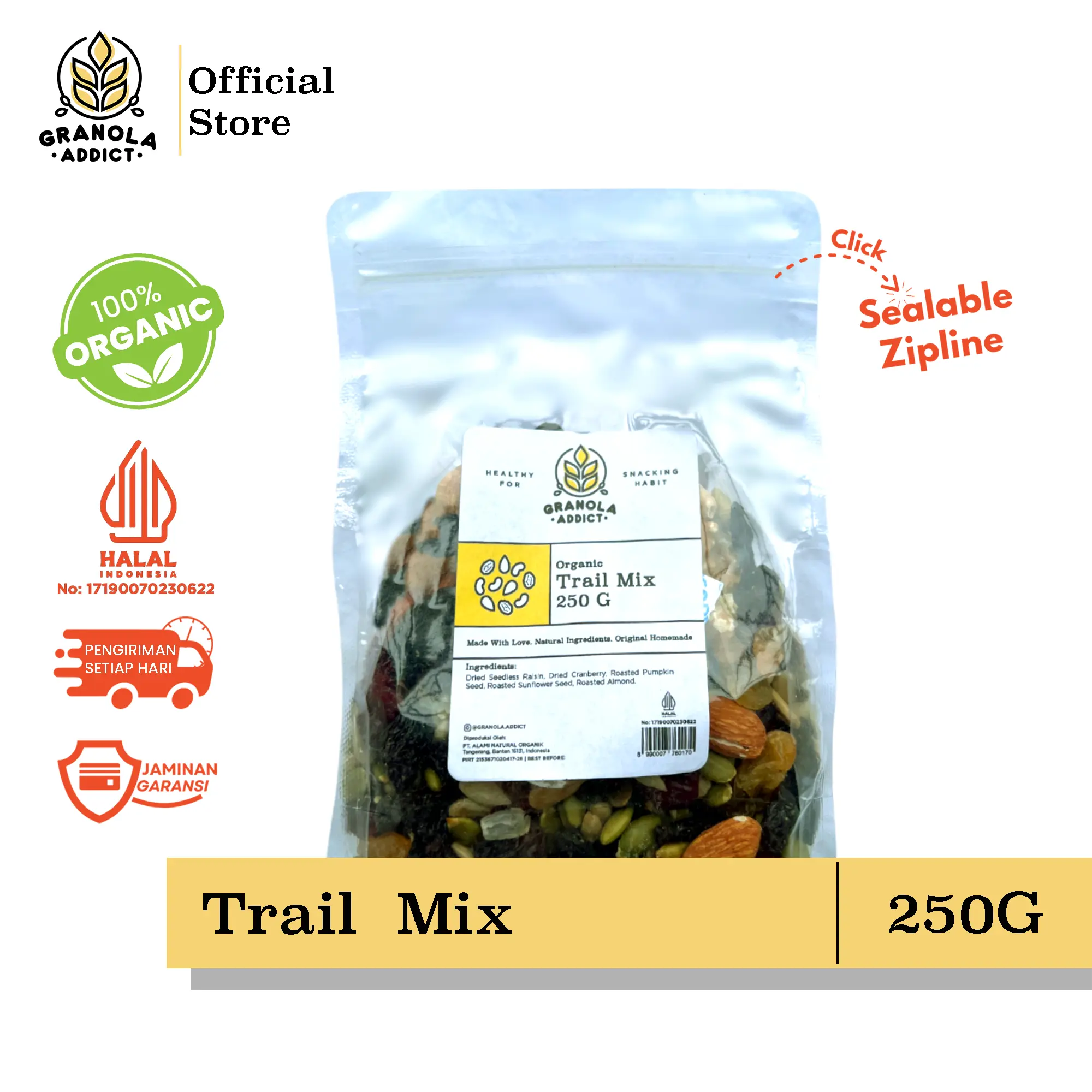 Trail Mix (Sunflower, Pumpkin Seeds, Almond, Raisin, Cranberry) 250G