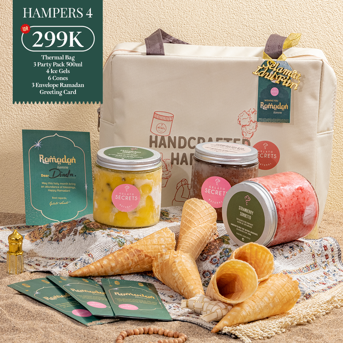 Gambar Eid Hampers 4: 3 Party Packs 500ML + 6 Cones + Thermal Bag + 3 Ramadan Envelopes + Greeting Card dari Gelato Secrets Bali Kab. Badung Tokopedia
