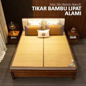 Tikar Lipat Bambu Alami Premium Alas Lantai Tidur Adem & Halus || Karpet Rotan Besar Tidak Panas Nyaman Di Kasur || X11 A1
