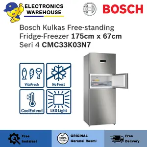 Bosch CMC33K03N7 Kulkas Free-standing Fridge-Freezer 175x67cm Seri 4 Lemari Pendingin 3 Pintu