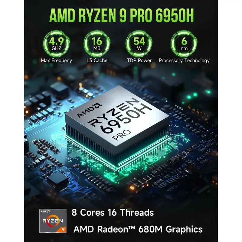 Mini PC Gaming AMD Ryzen 7 6850H GMKTEC M7 16GB DDR5 512GB SSD NVMe - Windows 11 Pro Ori 2