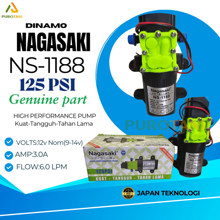 Gambar Dinamo Nagasaki Sprayer Elektrik 12v DC Pompa Air Minum Kangen water dari PUROTANI.ID Kab. Purworejo Tokopedia