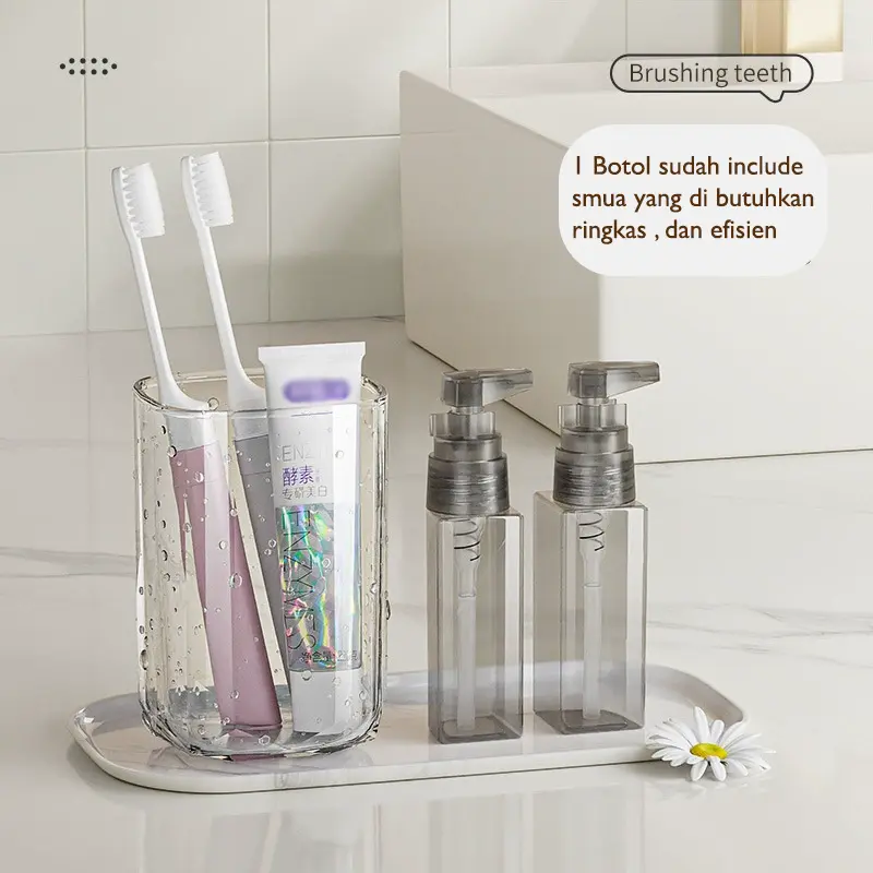Travel Cup / Travel Toiletries Kit / Tempat Sikat Gigi Sabun Cair Odol Handuk Cermin Untuk Travelling 4