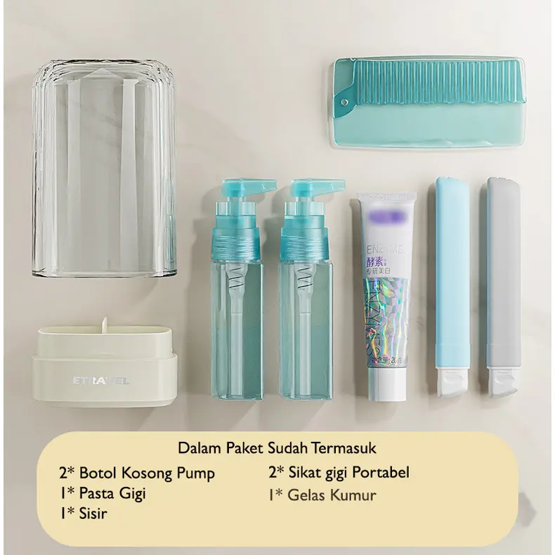 Travel Cup / Travel Toiletries Kit / Tempat Sikat Gigi Sabun Cair Odol Handuk Cermin Untuk Travelling 1