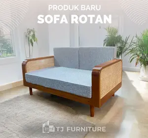 07. Set Sofa Tamu Rotan Kursi Kayu Jati 321 - Minimalis Vintage Wooden Living Room