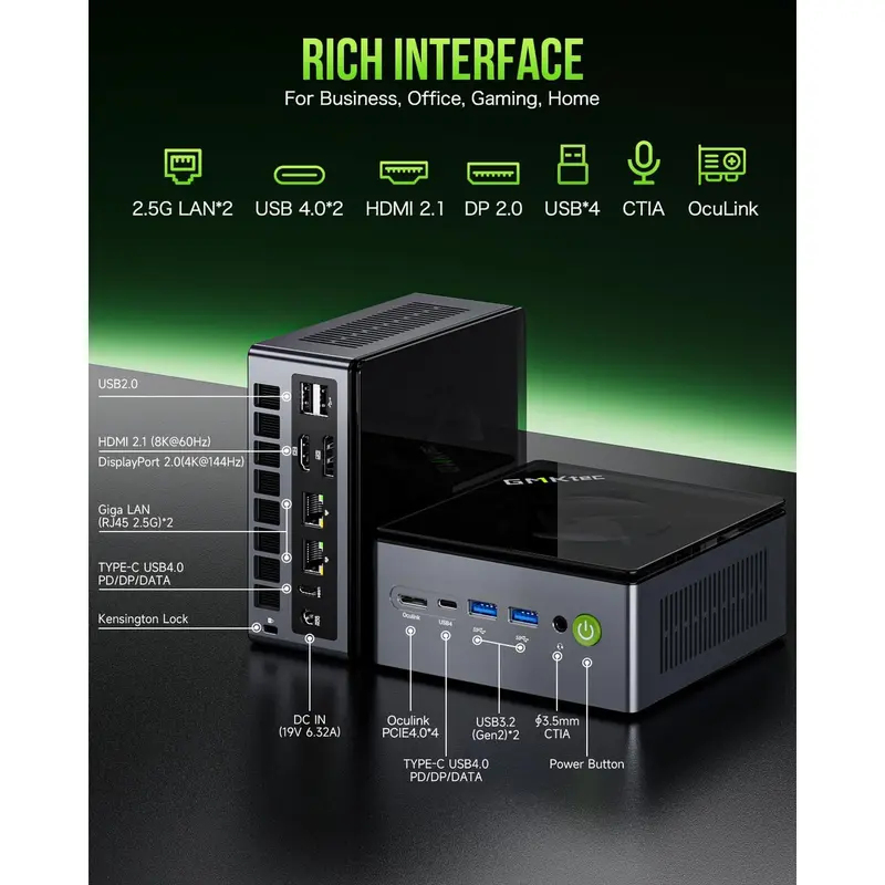 Mini PC Gaming AMD Ryzen 7 6850H GMKTEC M7 16GB DDR5 512GB SSD NVMe - Windows 11 Pro Ori 5