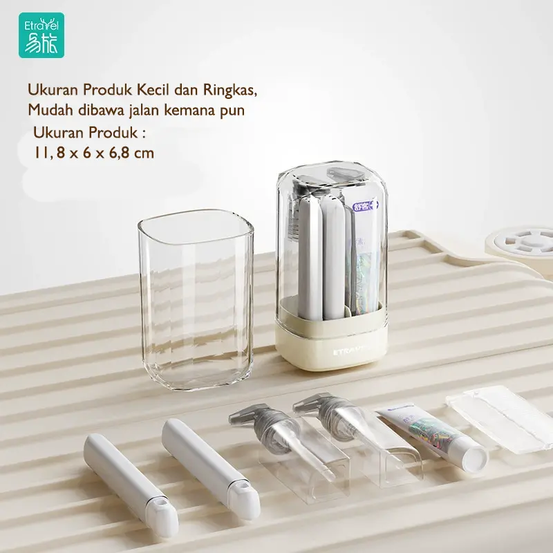 Travel Cup / Travel Toiletries Kit / Tempat Sikat Gigi Sabun Cair Odol Handuk Cermin Untuk Travelling 2