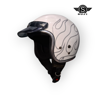 Gambar SOJI Helm Retro Motif Justin List Chrome Pet Japan - White Helm Only, XL (61-62cm) dari SOJI Helmet Official Store Kab. Tangerang 4 Tokopedia