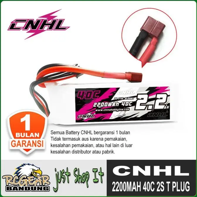 CNHL 2200mAh 7.4V 2S 40C Lipo Battery with T Dean T/Dean Plug 0