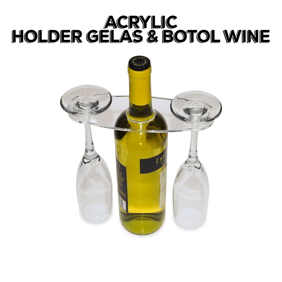 Acrylic Holder Standing Rak Wine Stand Berdiri Tempat Gelas Wine Dan Botol Wine Akrilik S20