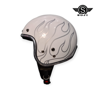 Gambar SOJI Helm Retro Motif Justin List Chrome Pet Japan - White Helm Only, XL (61-62cm) dari SOJI Helmet Official Store Kab. Tangerang 5 Tokopedia