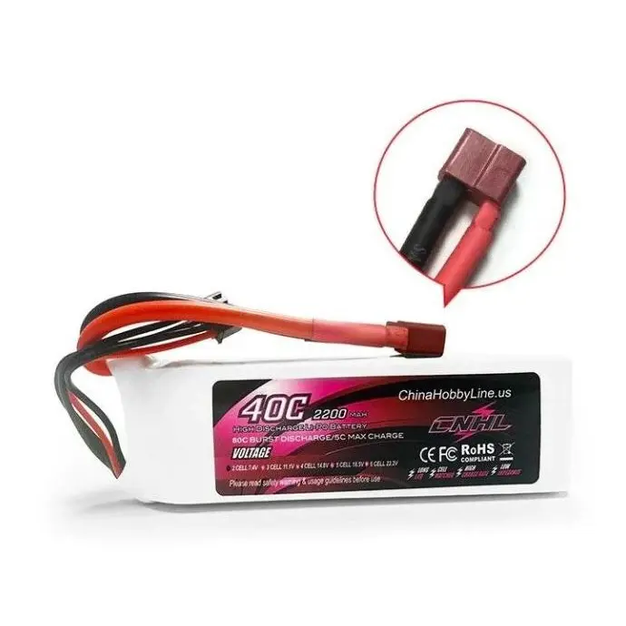 CNHL 2200mAh 7.4V 2S 40C Lipo Battery with T Dean T/Dean Plug 1