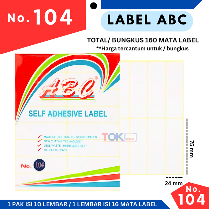 Jual Sticker Labels ABC No.104 (Self Adhesive Label) / Label Undangan ...