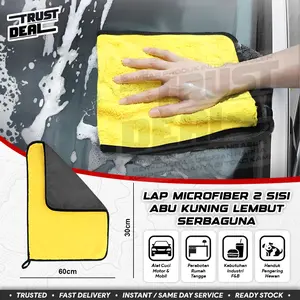 Kain Lap Microfiber Jumbo 30x60 Serbaguna 2 Sisi Daya Serap Tinggi Mobil Motor Rumah Tangga