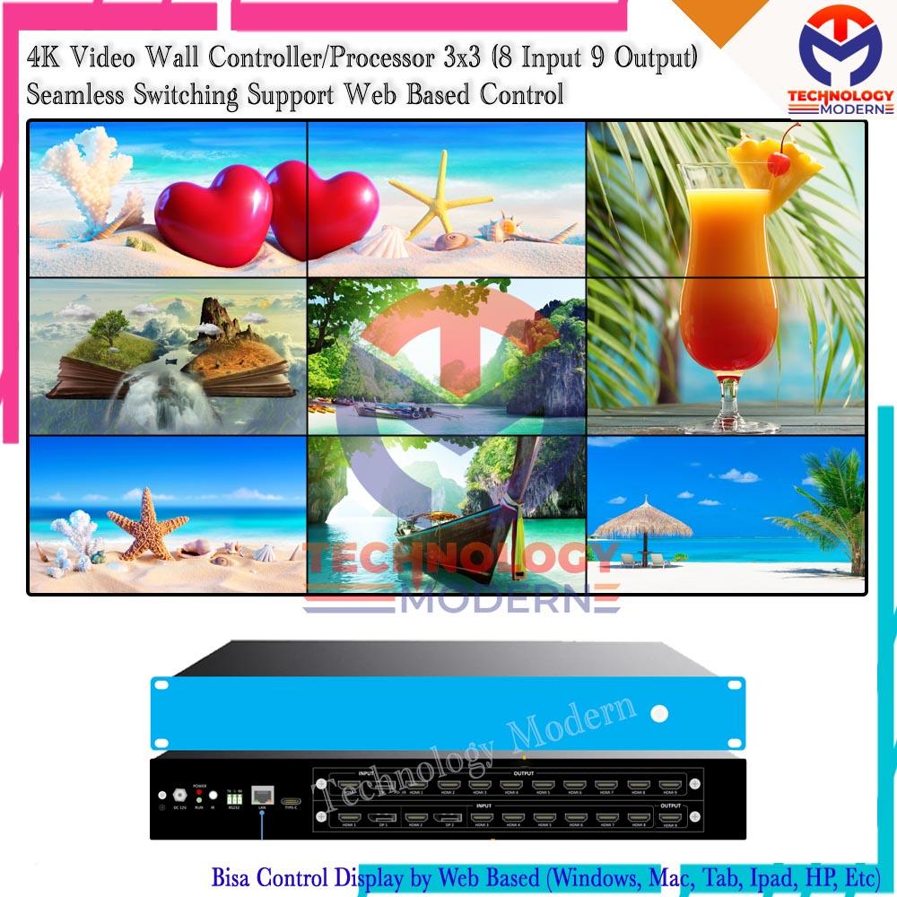 4K HDMI Video Wall Controller/Processor 3x3 (8 Input 9 Output) Seamless Switching Support Web Based Control