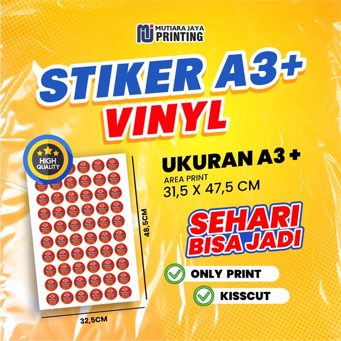 Gambar STIKER LABEL CUSTOM A3+ Vinyl dan Transparan cutting dari mutiara jaya printing Kab. Bekasi Tokopedia
