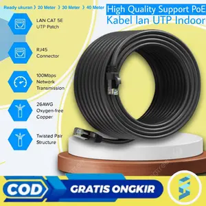 Kabel LAN Indoor CAT5E ZIMMLINK UTP Support POE High Quality Panjang 20/30/40 Meter