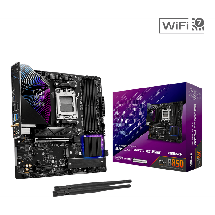 Gambar ASROCK PHANTOM GAMING B850M Riptide Wifi  (AMD AM5, DDR5) dari Toko Expert Komputer Kota Administrasi Jakarta Pusat Tokopedia