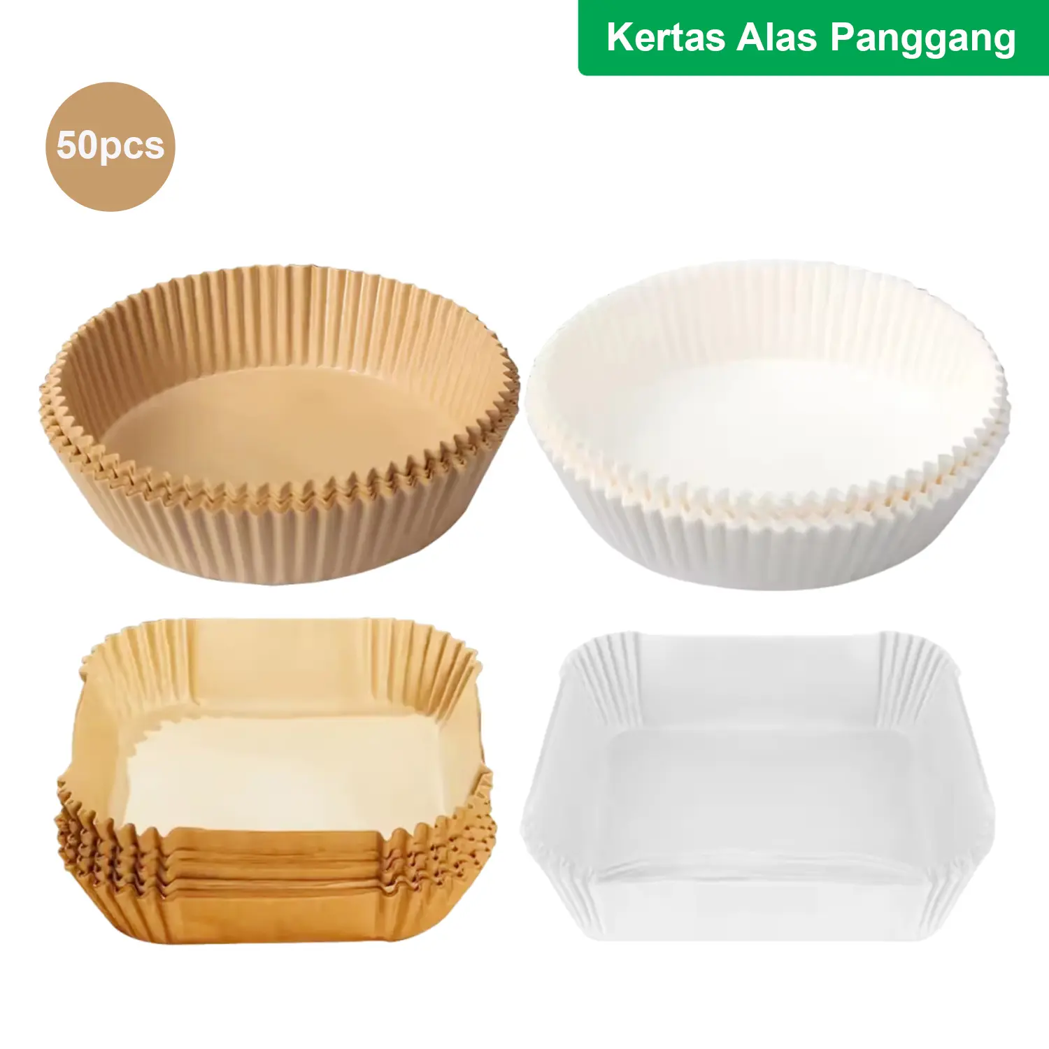 50pcs Kertas Alas Air Fryer Pelapis Panggangan Roti Baking Paper Food Grade Anti Lengket Tahan Panas Minyak 16cm 20cm Kitchenware