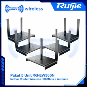 Ruijie Paket 5 Unit RG-EW300N Indoor Router Wireless 300Mbps 2 Antena 802.11n MIMO 2.4 GHz 5 dBi DDNS Cloud Gratis