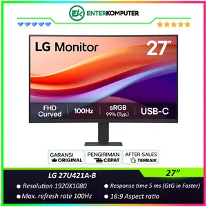 LG 27U421A-B 27" FHD 100Hz Curved Monitor with USB-C / Monitor 27 Inch
