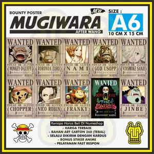 Poster Bounty Poster Wanted Anime One Piece Mugiwara Straw hat Pirates SHP - Ukuran A6 (15cm x 10cm) 1set